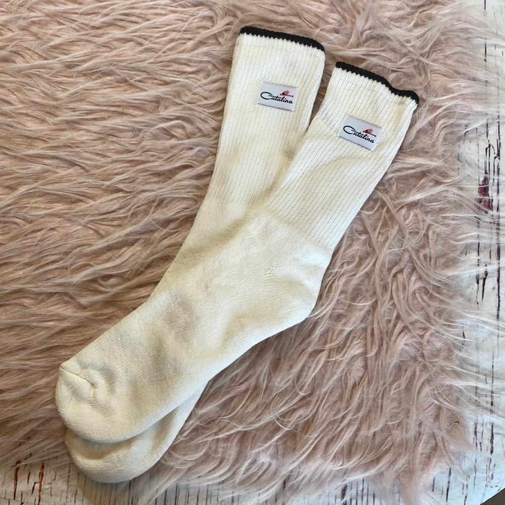 Catalina White Socks with Black Trim